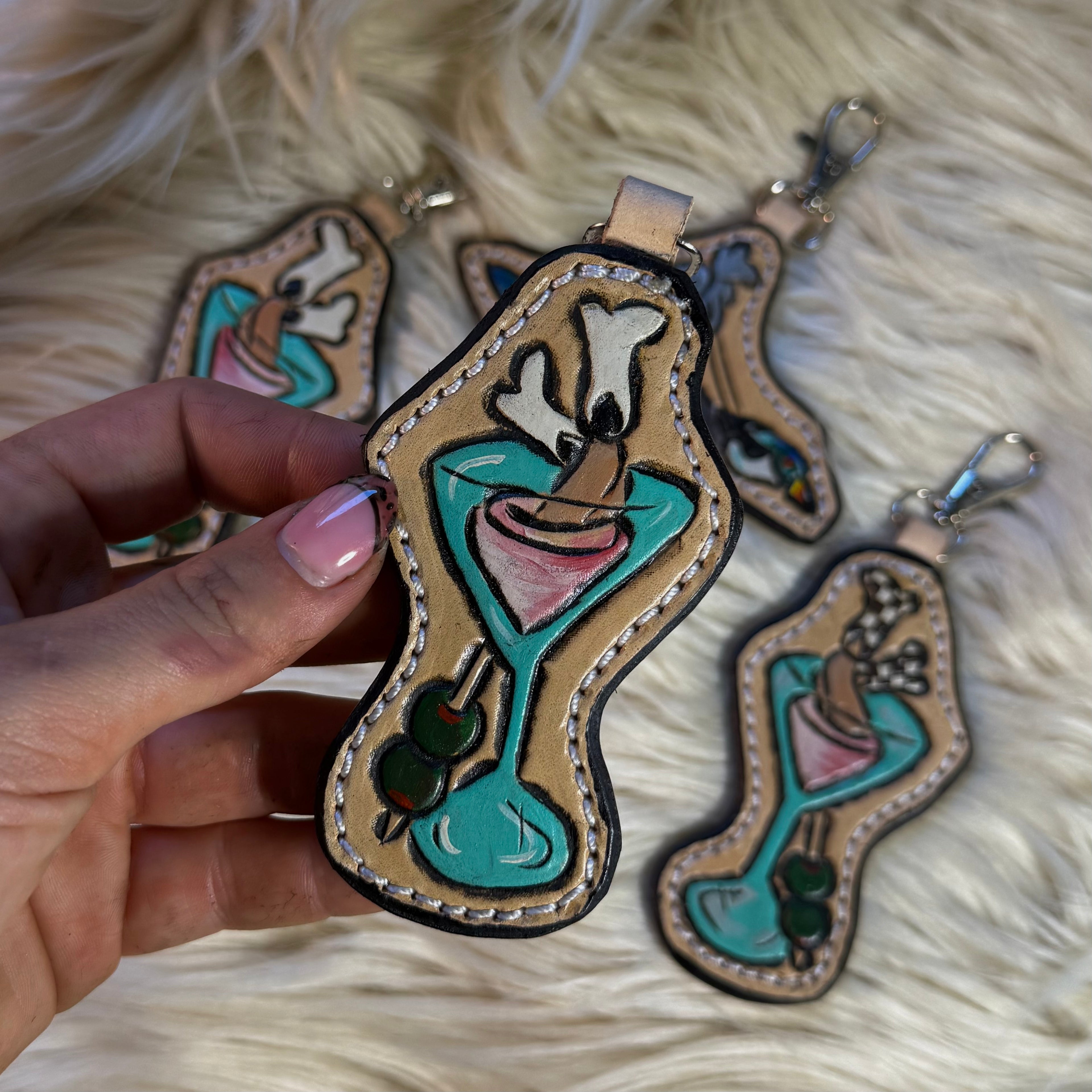 Tooled Martini Keychain Charm